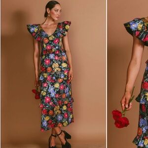 Show Me Your MuMu Floral Midi Dress - Pink, Blue, Yellow